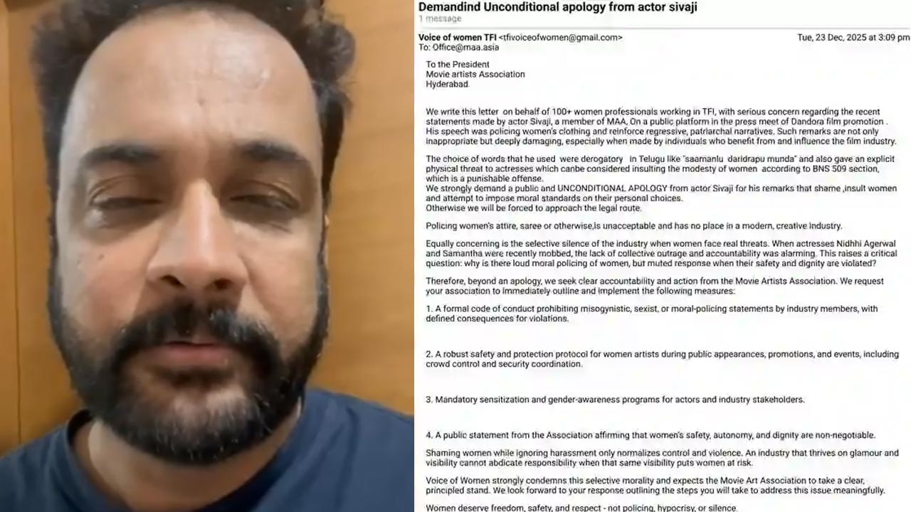 Actor Sivaji controversy words about heroins, Shivaji apologizes to the womens